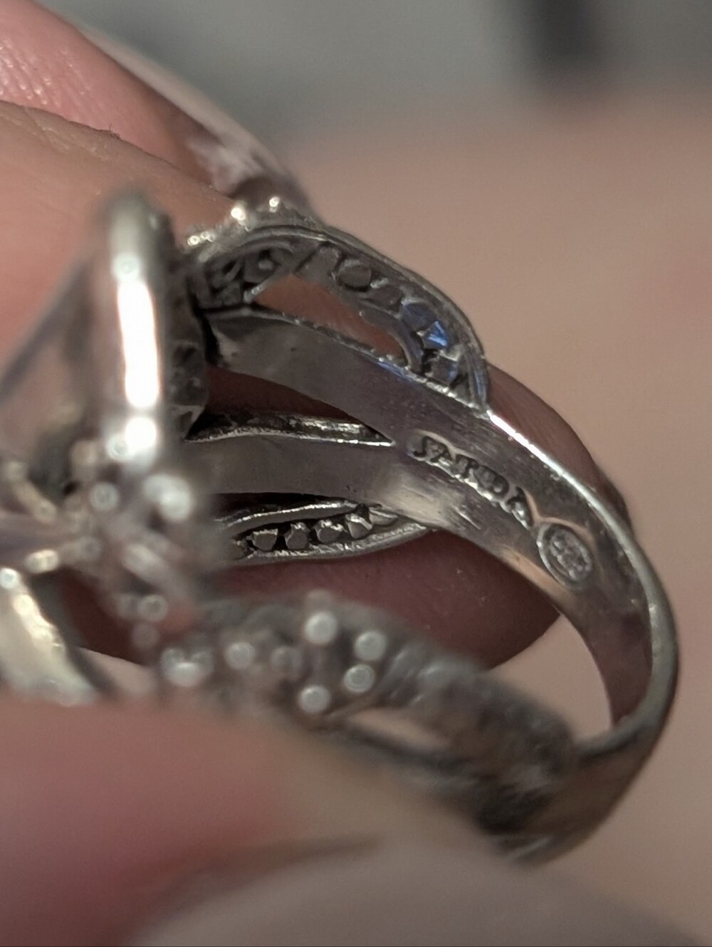 Vintage Retired Ornate SARDA Sterling Silver Filigree Style Ring: Size 8 - Picture 3 of 7